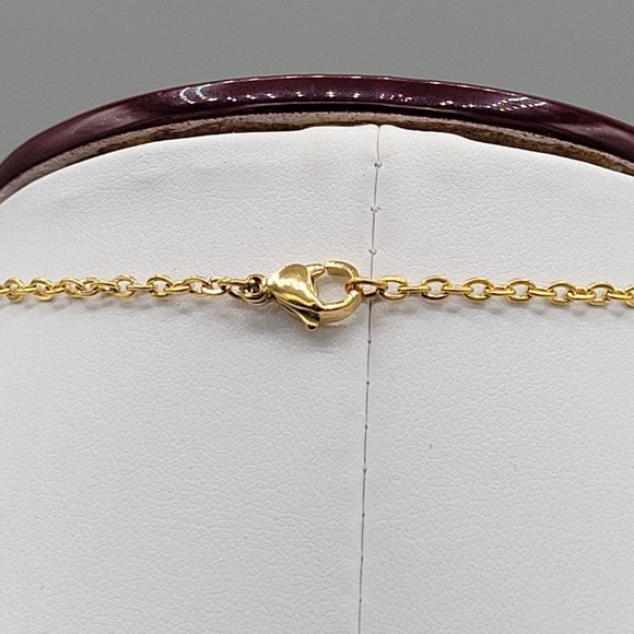 Womens Gold Tone Chain Fashion Necklace Crystal Heart Shaped Pendant 18 in - Picture 6 of 9